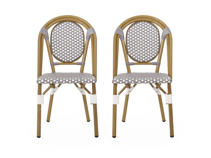 Outdoor Rattan And Aluminum French Bistro Chair Set