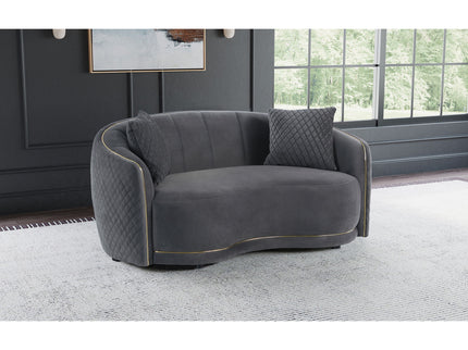 Lorraine - Upholstered Curved Loveseat - Dark Gray