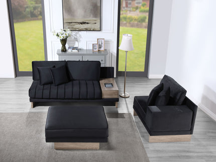 Memphis - Reversible Sectional Sofa Ottoman With Storage Compartment, Drawer, USB ports, Charging Outlets