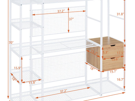 Open Style Wardrobe With Hanging Rails, Shelves And Drawers