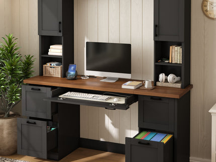 Farmhouse Computer Desk With Hutch