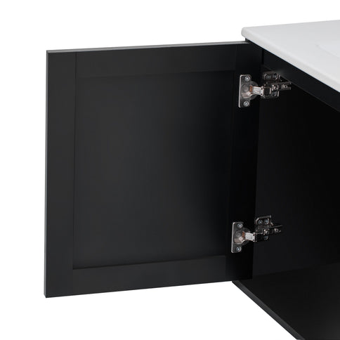 Bathroom Vanity Cabinet With Sink, 2 Drawers - Black