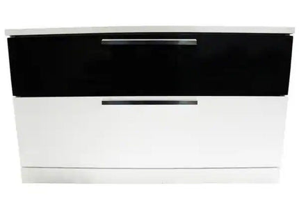 2 Drawer Nightstand, Bedside Table - White / Black