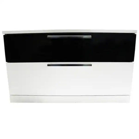 2 Drawer Nightstand, Bedside Table - White / Black