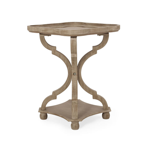 French Country Accent Table With Hourglass Design - Natural