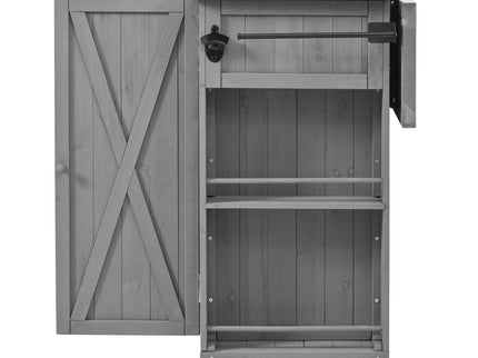Outdoor Kitchen Island With Stainless Steel Top, Ample Storage Space, Towel And Spice Racks And A Bottle Opener