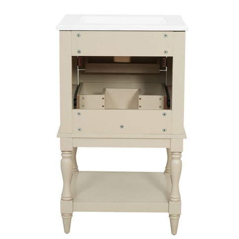 Retro Design Bathroom Vanity With Sink, 2 Drawer Storage Cabinet