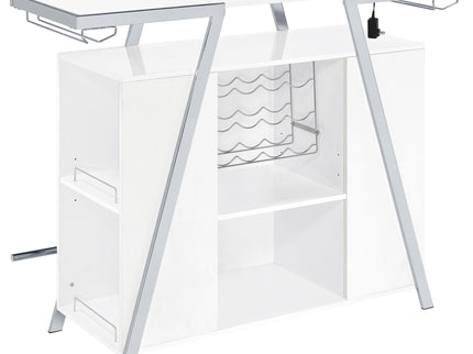 Katia - Wine Cabinet With LED Home Bar, 12 Bottle Storage - Gloss White