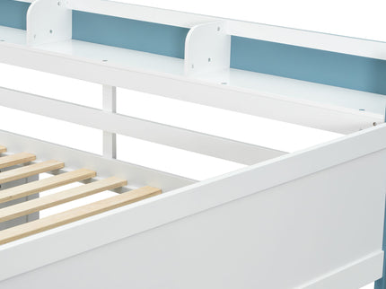 Loft Bed With Built In Storage Shelves, Clothes Rail, And Desk