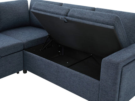 U - Shaped Convertible Sectional Sofa Bed With Storage, USB Charger & Cup Holders