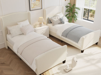 Platform Bed Frame With Tall Headboard And High Footboard