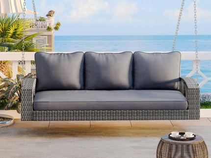 3 Person Large Patio Swing Bench With Cushions For Backyard