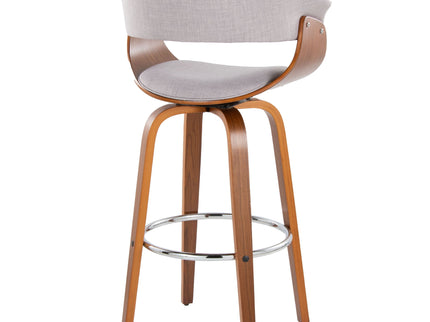 Vintage Mod - Mid Century Modern Fixed Height Barstool With Swivel With Round Footrest (Set of 2)