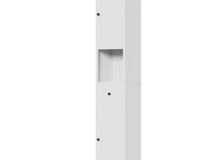 Tall Narrow Bathroom Cabinet With 5-Tier Storage, Adjustable Shelves, Freestanding - White