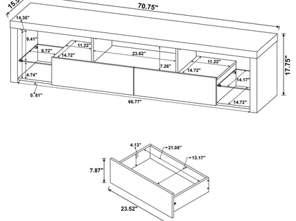 Lance - 2 Drawer TV Stand With Shelves - Gloss White