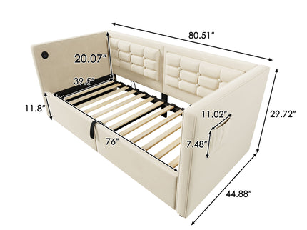 Upholstered Daybed With Hydraulic Storage And USB / Type - C Charging