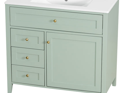 Bathroom Vanity With Sink, 3 Drawers & Cabinet With Adjustable Shelves