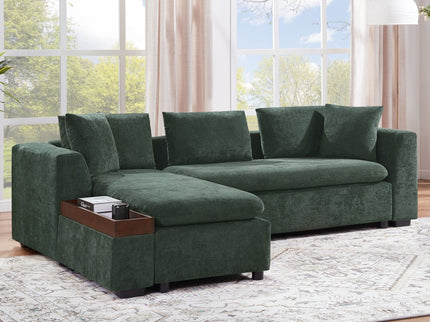 Modern L Shaped Sectional Sofa With Upholstery And Wooden Storage