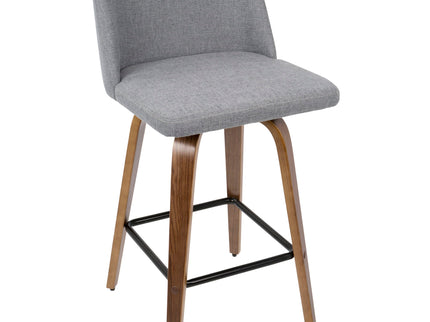 Toriano - Mid Century Modern Fixed Height Counter Stool & Square Footrest (Set of 2)