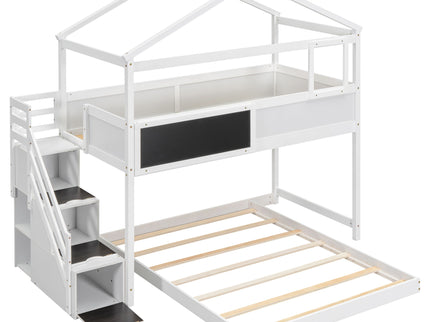 House Style Bunk Bed With Storage Staircase And board