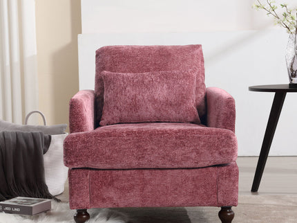 Modern Mid Century Wood Frame Armchair With Tufted Design