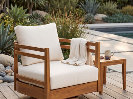 Outdoor Smooth Swivel Chair With Cushions