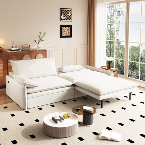 4 Seat Convertible Sleeper Sofa Bed, Modern With Storage