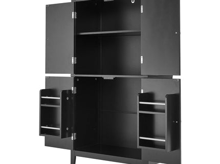 Elegant Bathroom Floor Storage Cabinet With 4 Doors, Adjustable Shelves