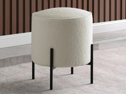 Round Upholstered Ottoman - Beige