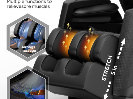 Massage Chair Recliner With Zero Gravity With Full Body Air Pressure - Black