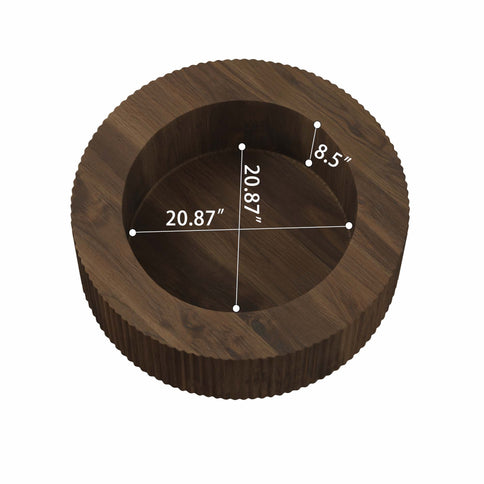 Modern Circular Coffee Table With Stripe Design And Storage Space