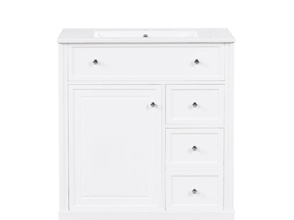 Bathroom Vanity With Sink Top, Cabinet With Door And 2 Drawers - White