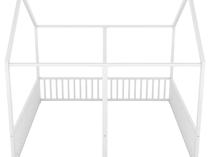 Metal Twin Size House Platform Beds 2 Shared Beds - Antique White