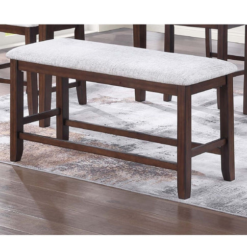 6 Piece Counter Height Dining Set Table With Storage Ladder Back Chairs And Bench - Walnut