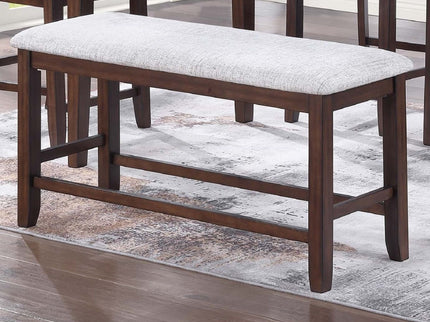 Cushion Padded Seat Counter Height Dining Bench - Walnut
