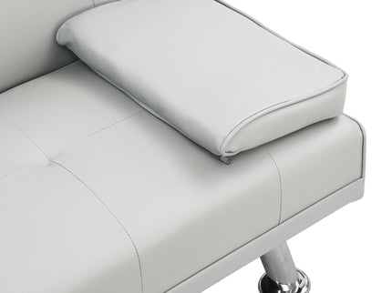 Futon Sofa Bed With Armrest Two Holders Wood Frame, Stainless Leg