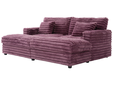 Oversized Double Chaise Lounge Sofa Bed With USB Ports And Cup Holders