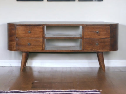 Solid Wood Rounded Entertainment Unit