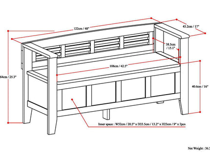 Adams - Entryway Storage Bench Handcrafted