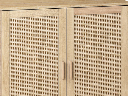 Elegant And Functional Rattan Decorative Storage Cabinet With 4 Doors