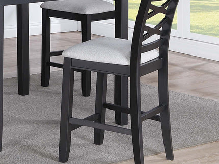 Dining Table Set With 4 Cross Back Chairs, Upholstered Cushions - Charcoal