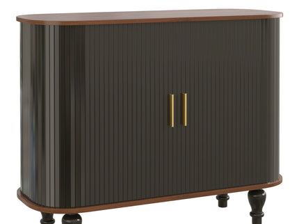 Fluted Liquor & Coffee Bar Cabinet With 6 Wine Racks And 3 Glass Holders
