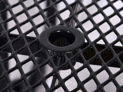 Square Outdoor Steel Picnic Table, With Umbrella Pole