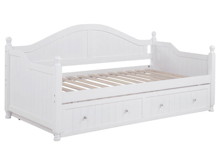 Twin Daybed With Trundle Storage Bed - White