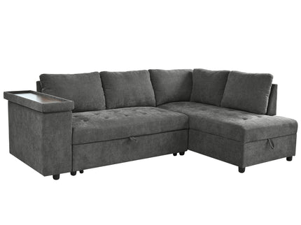 L Shaped Couch With Pull Out Bed And Storage Sectional Sleeper Sofa With Hidden Storage, Wide Armrest With Storage, For Living Room, Apartment, Bedroom, Office