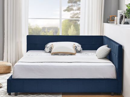 Mid-Century Storage Upholstered Tufted Bed Frame With Backrest And Armrests