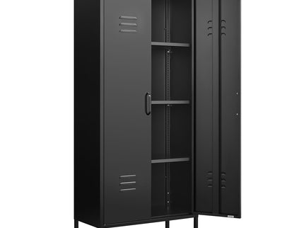 Modern Storage Cabinet With Adjustable Shelves, Magnetic Door Stopper