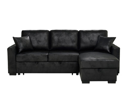 Upholstered Sectional With Pull-Out Bed And Chaise Storage