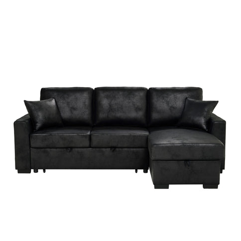 Upholstered Sectional With Pull-Out Bed And Chaise Storage
