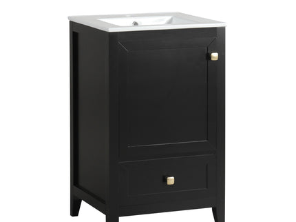 20" Bathroom Vanity With Sink Cabinet With Soft Closing Door, Drawer & Storage Rack - Black